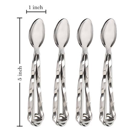 Twisted Stainless Steel Spoon Set, Set of 4