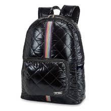 Black Diamond Stitch Puffer Backpack Rainbow Track Straps- sale