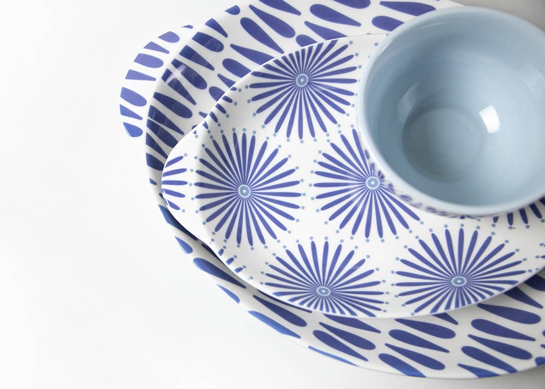 Iris Blue Oval Platter