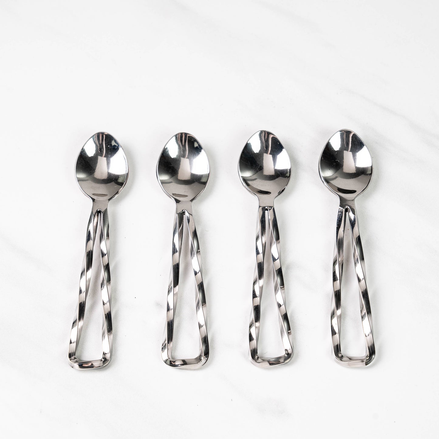 Twisted Stainless Steel Spoon Set, Set of 4