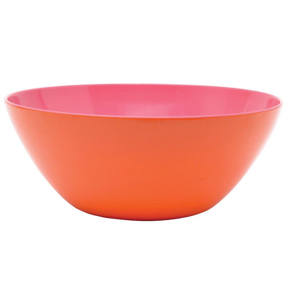 Orange and Pink Two Tone 12.5" Salad Bowl with Ziggy Servers