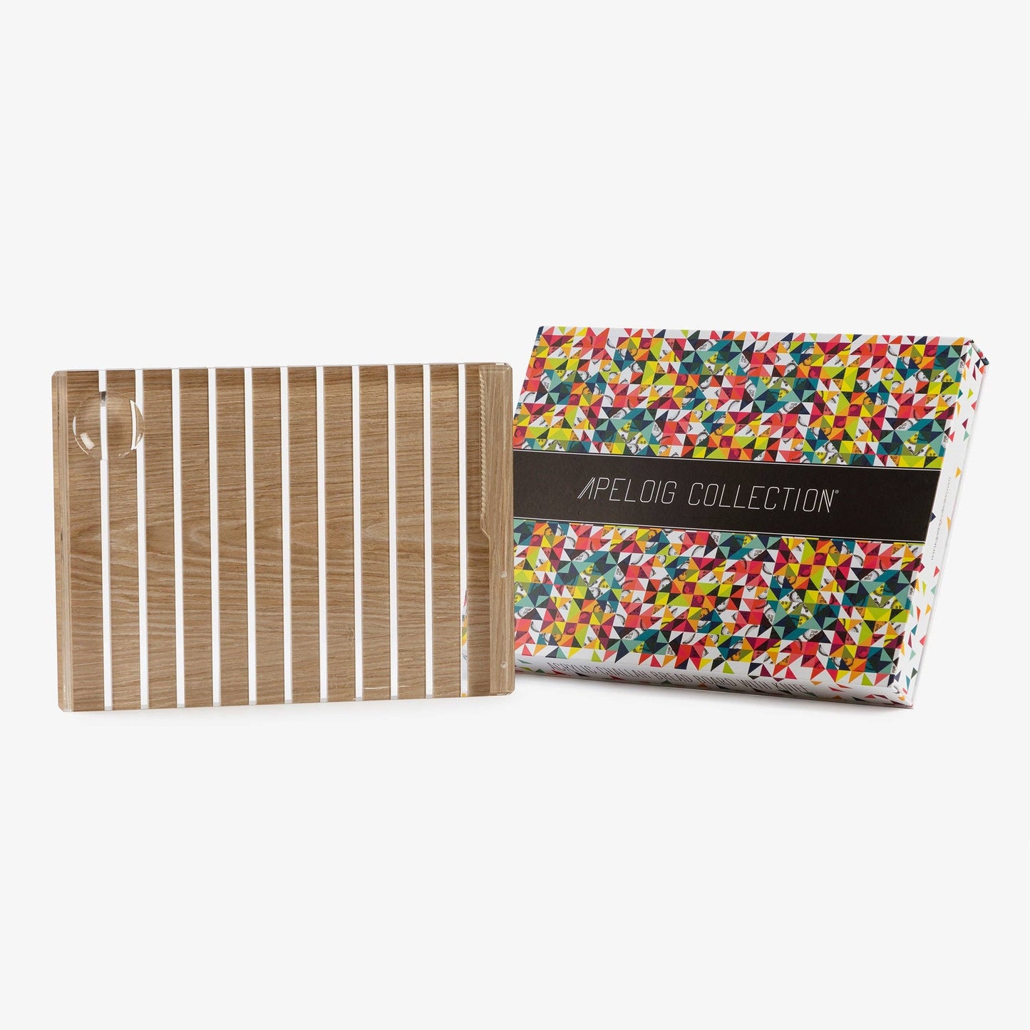 Striped Challah Board Wood - Shabbat Shalom etching