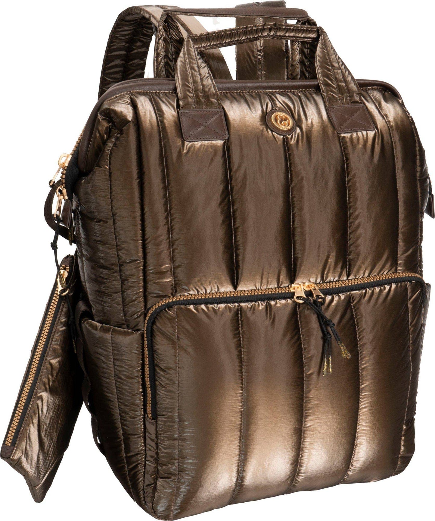 Vertical Metallic Puffer 18 Inch open mouth Workbook Backpack