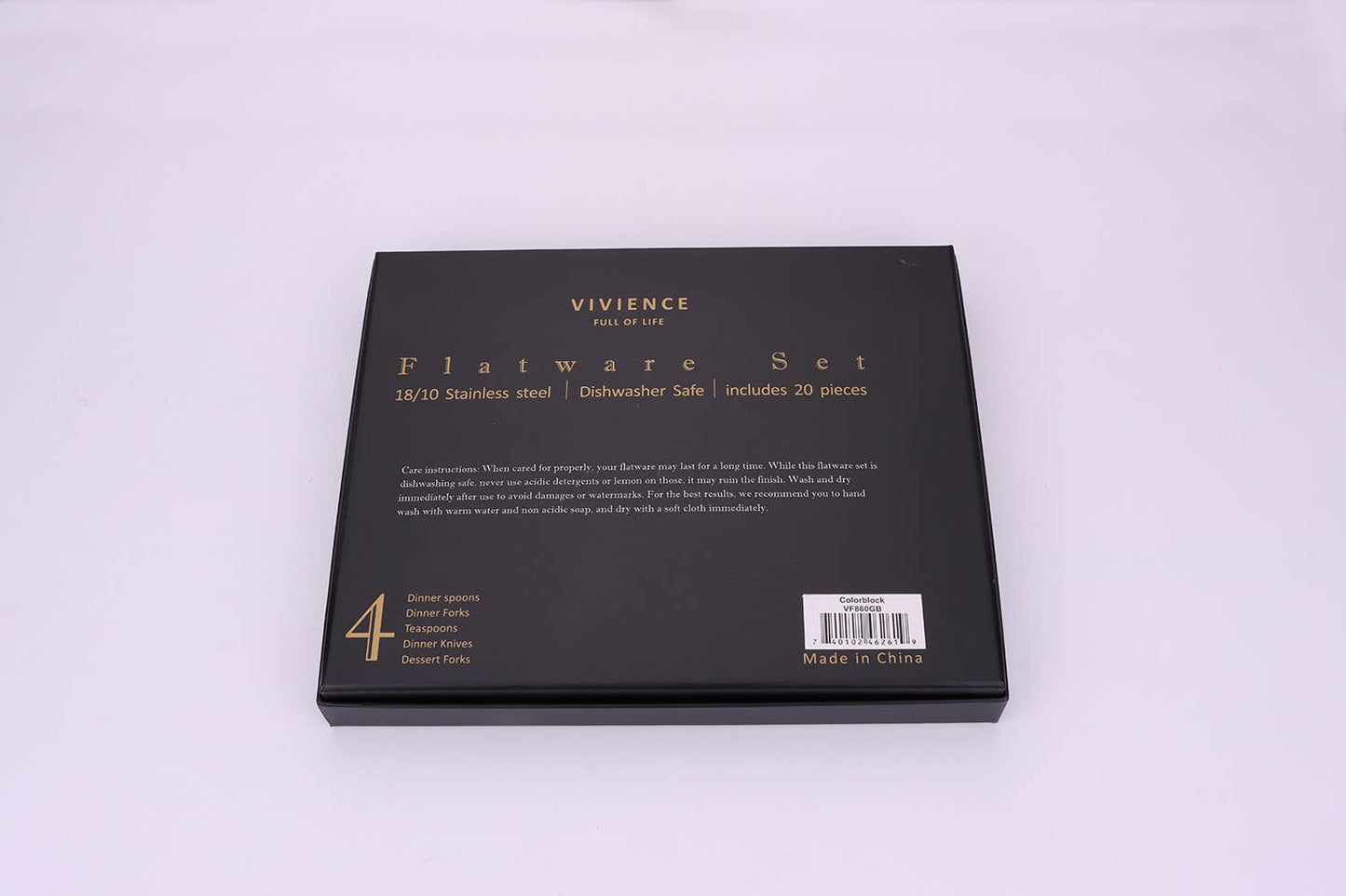 Coloblock 20 Pc Flatware Set with Black Handles, Service 4- clearance