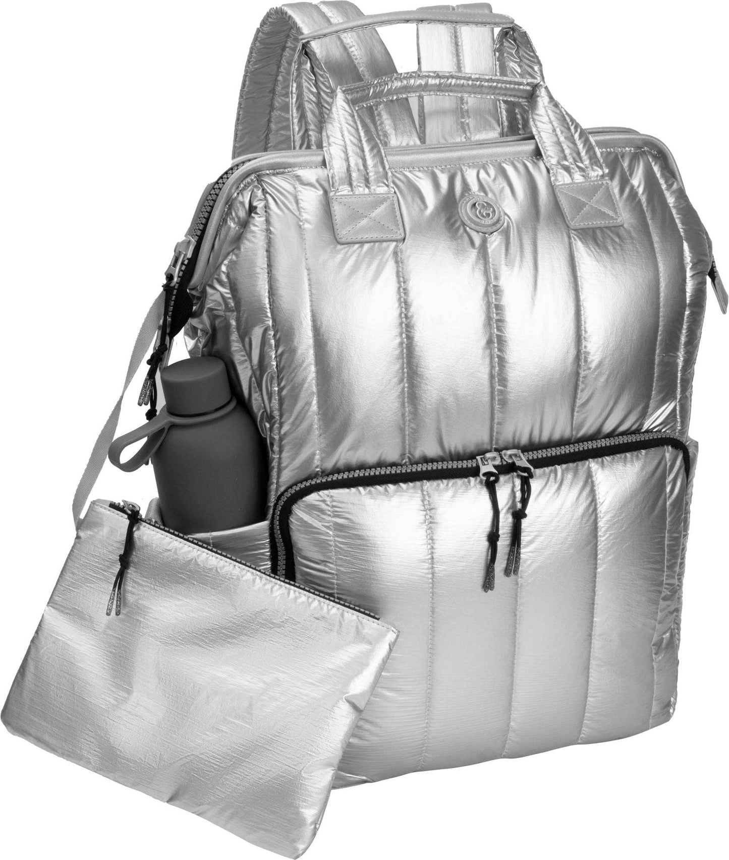 Vertical Metallic Puffer 18 Inch open mouth Workbook Backpack