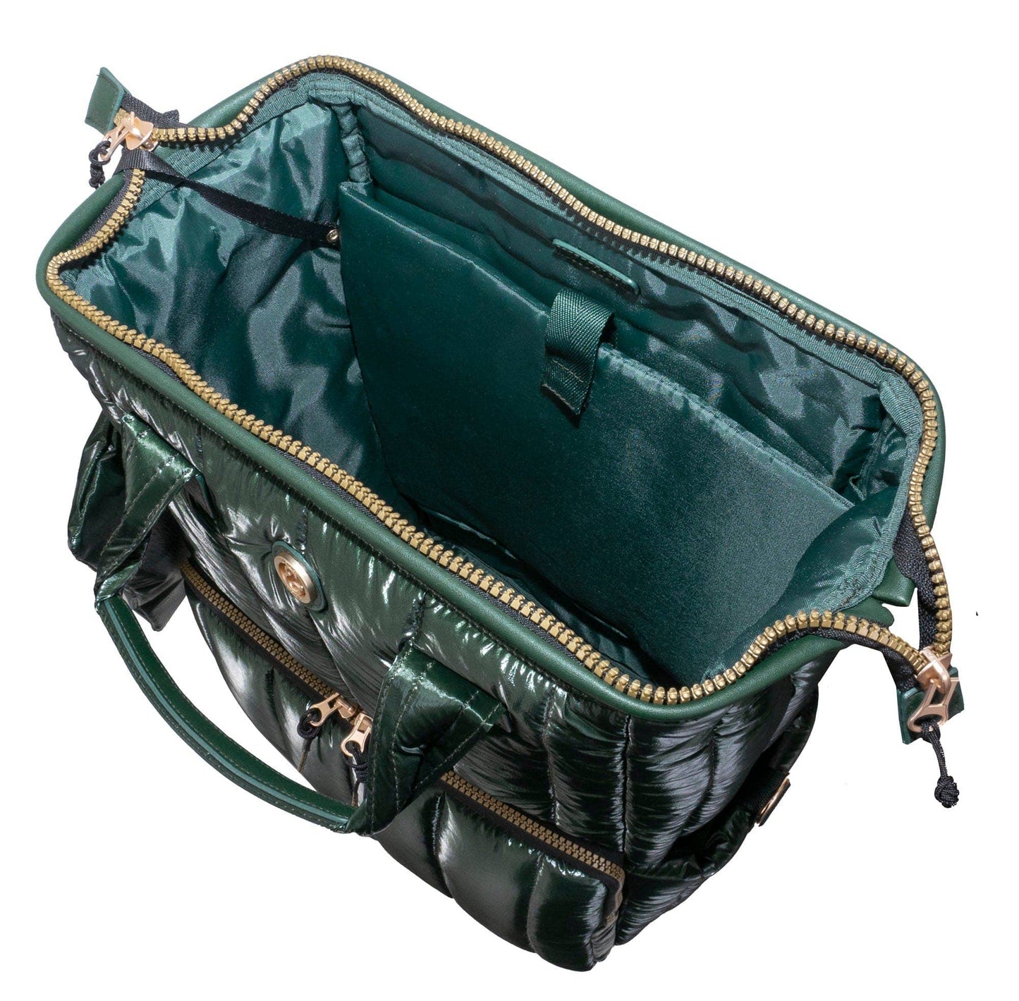 Vertical Metallic Puffer 18 Inch open mouth Workbook Backpack
