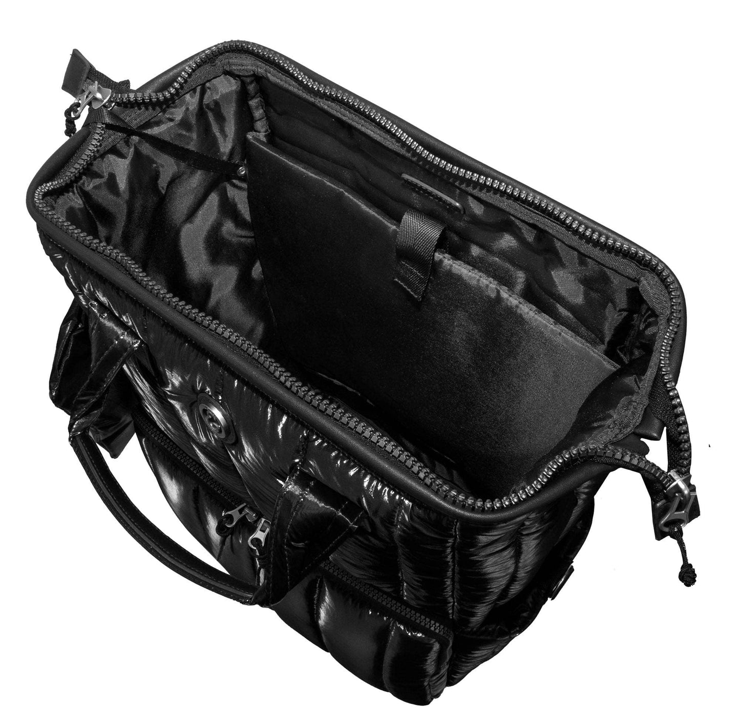 Vertical Metallic Puffer 18 Inch open mouth Workbook Backpack