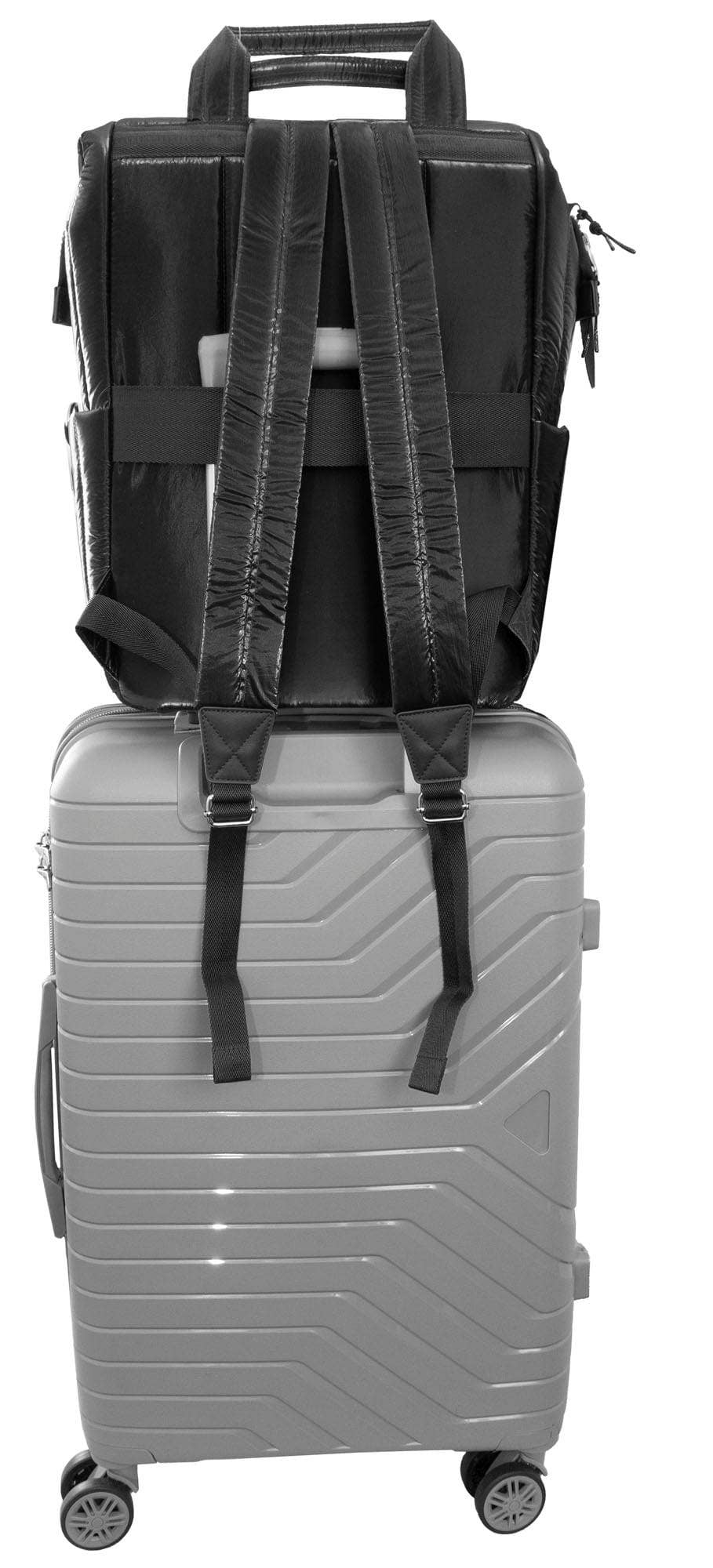Vertical Metallic Puffer 18 Inch open mouth Workbook Backpack