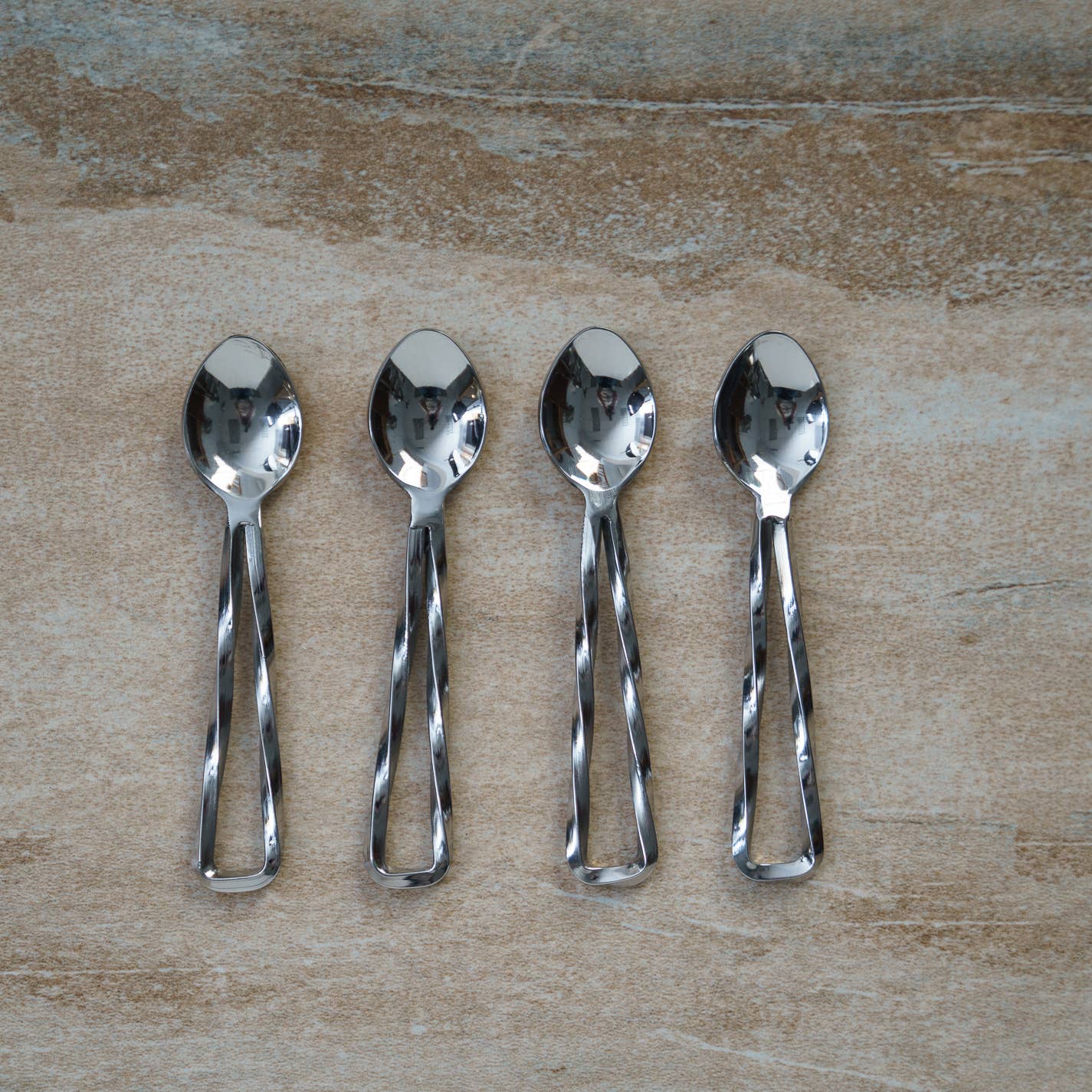 Twisted Stainless Steel Spoon Set, Set of 4