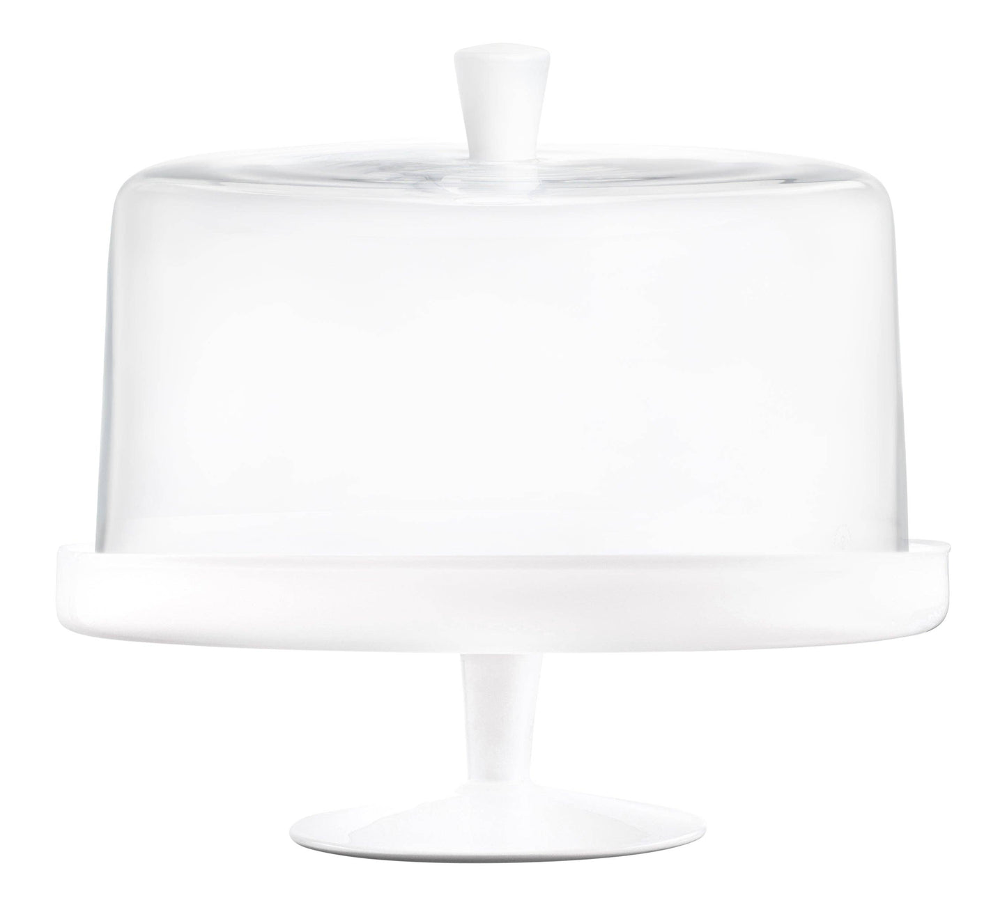 Opal White Cake Stand and Large Dome with White Knob, 12.4"D