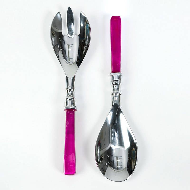 Aluminum Salad Servers Pink