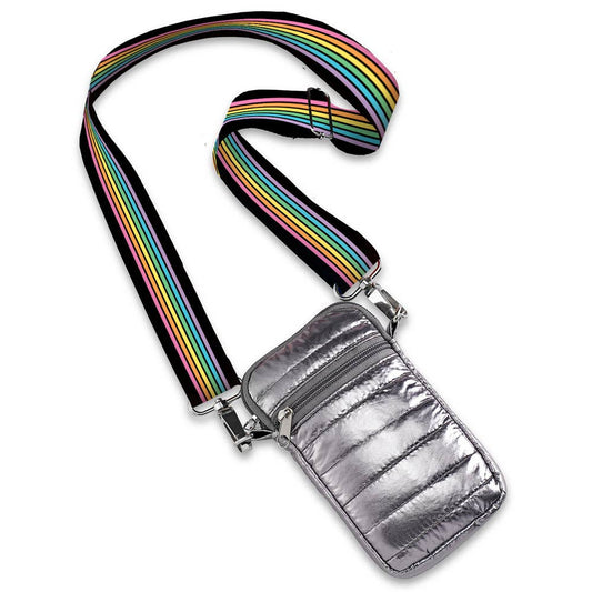 Gunmetal Puffer Cell Bag Rainbow Track Strap-sale