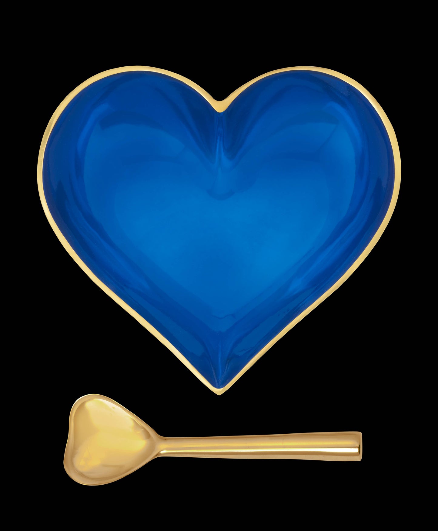 Happy Gold & Sapphire Blue Heart with Gold Heart Spoon