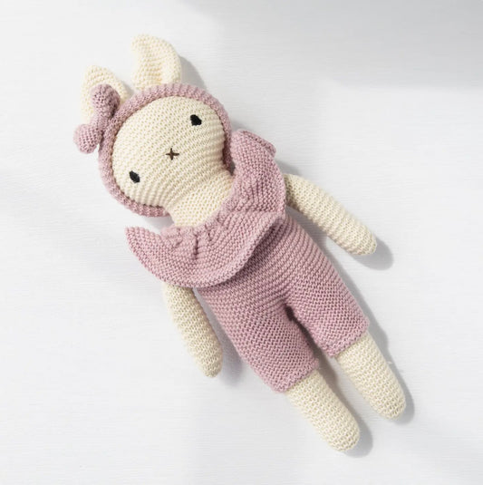 Cotton Knit Bunny Doll with bow headband