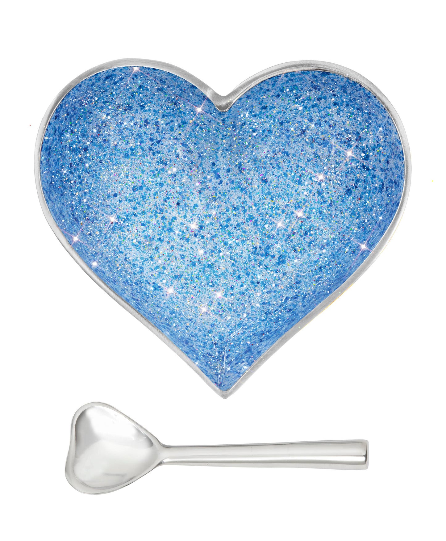 Happy Sparkly Blue Heart with Heart Spoon