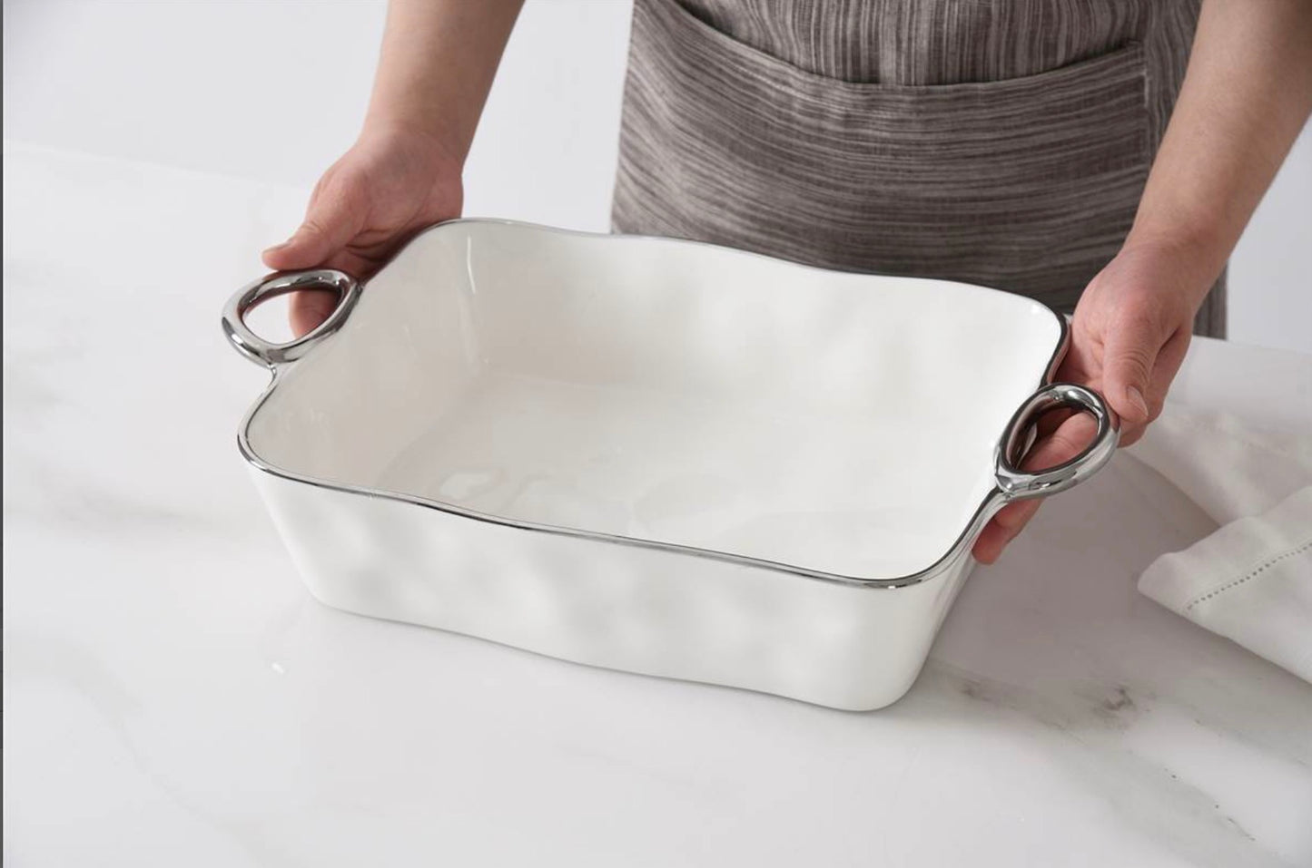 Rectangular Bake Dish w/ Silver Handles