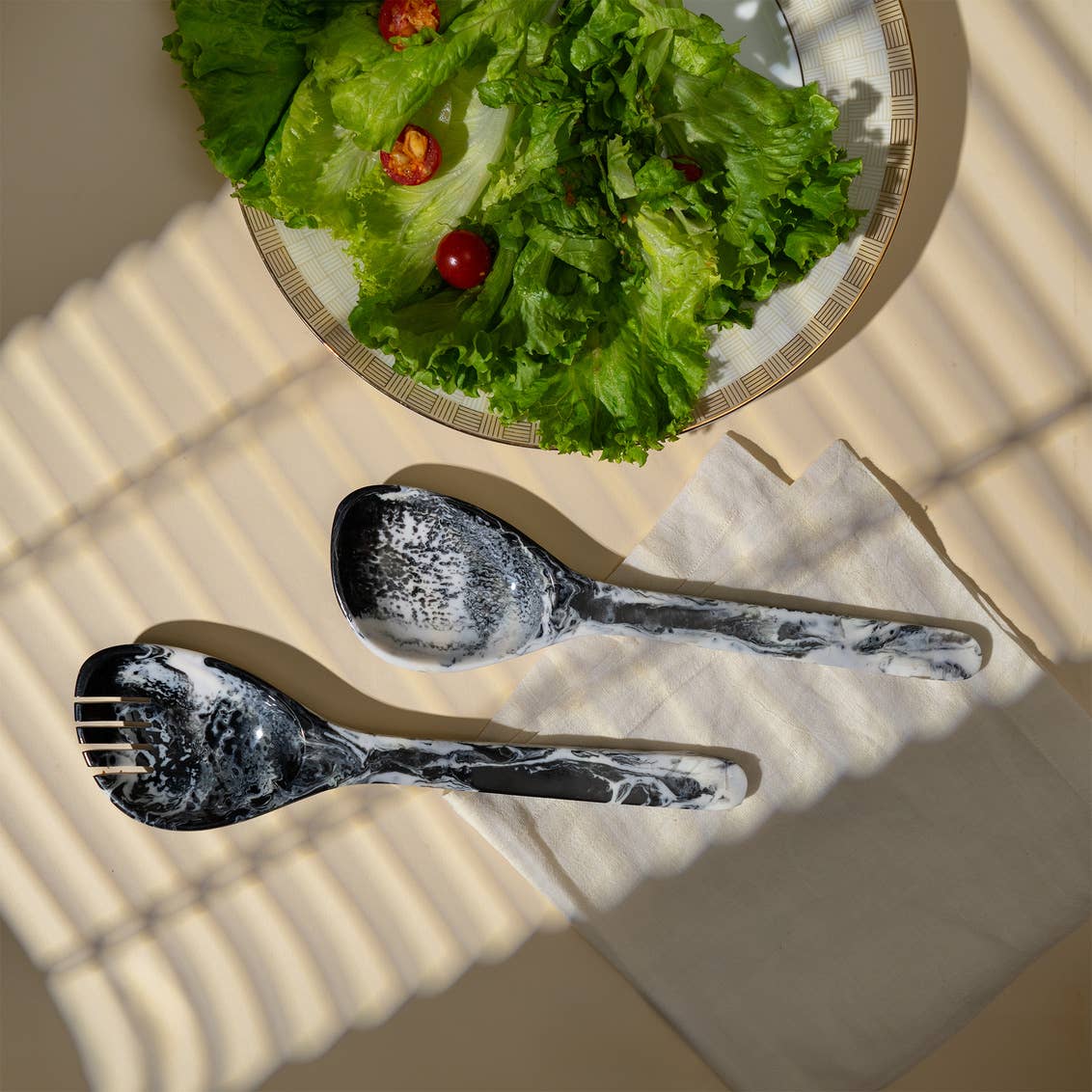 Black Radiant Resin Salad Servers