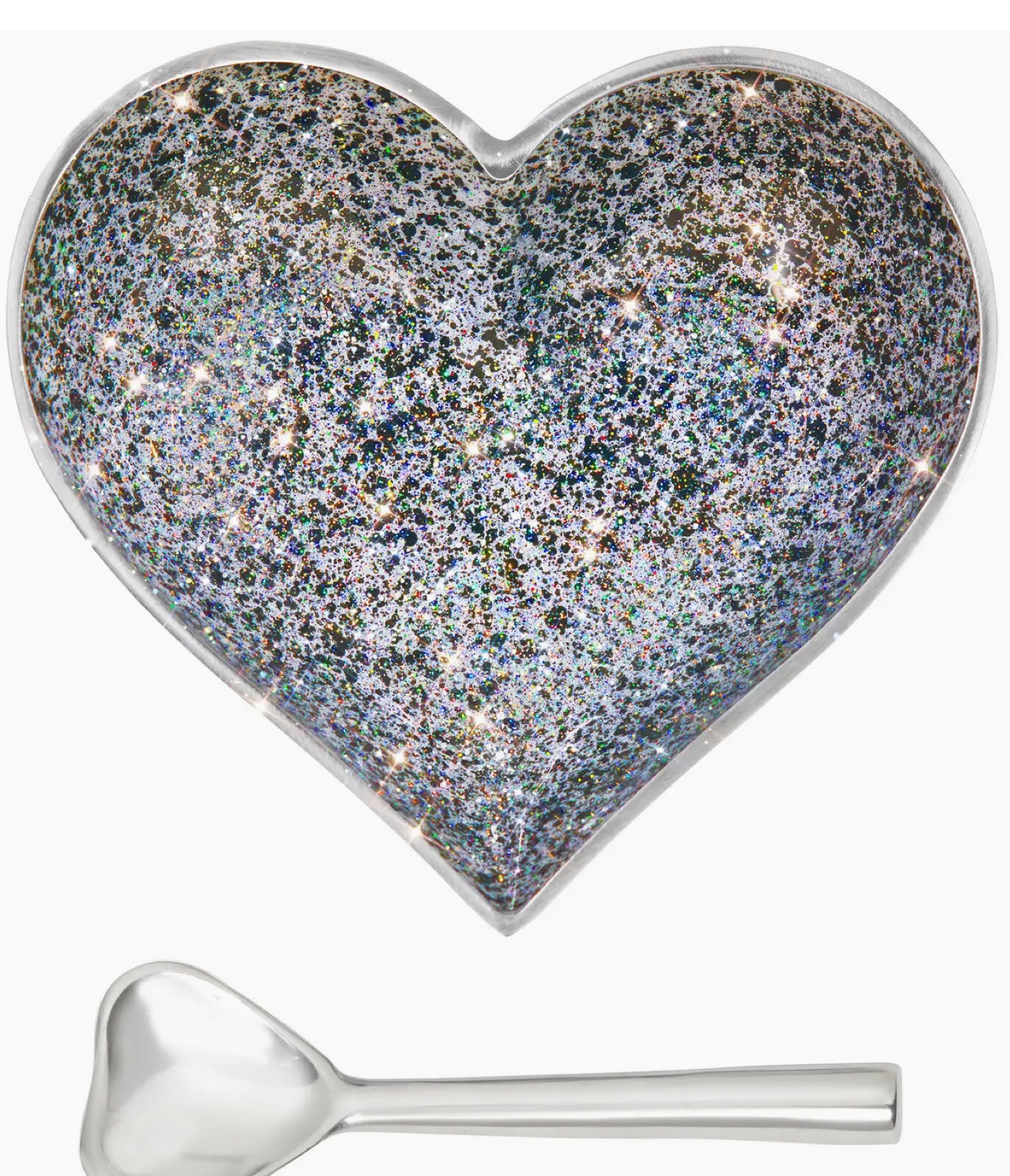 Happy Sparkle Gunmetal Heart Dish & Spoon