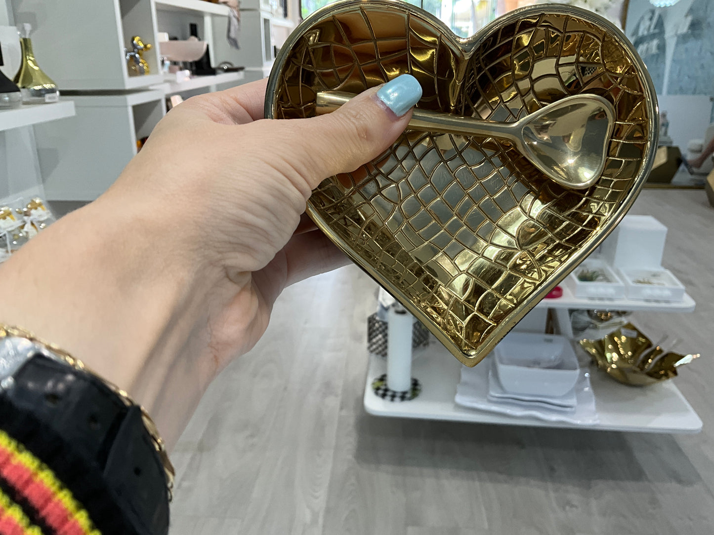 Gold Croco Heart Dish and spoon