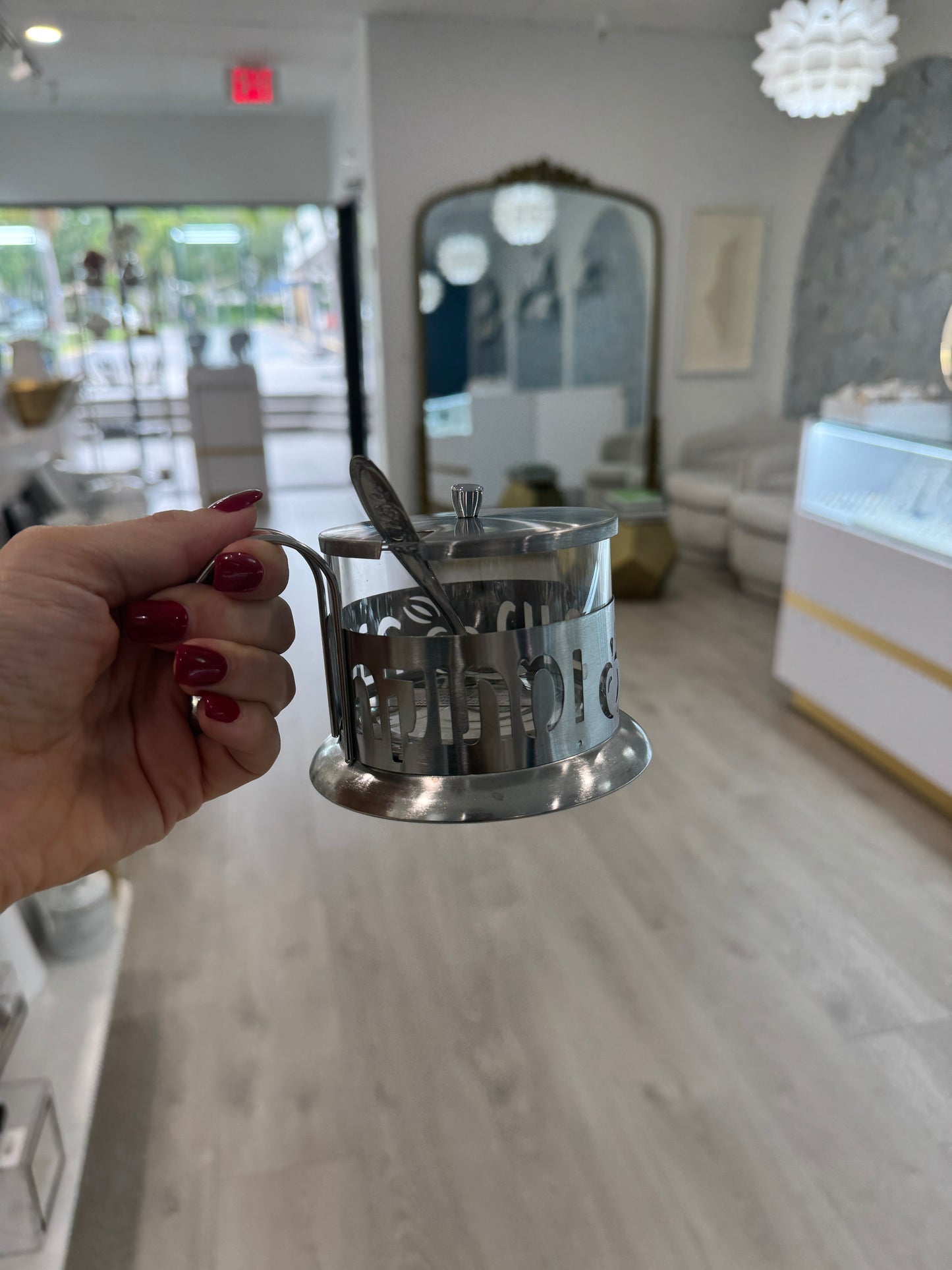Stainless Steel Honey Dish w/ spoon