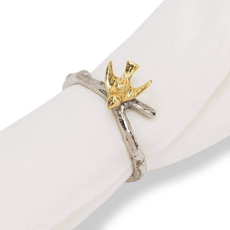 Bird on Branch Napkin Rings Set of 6
