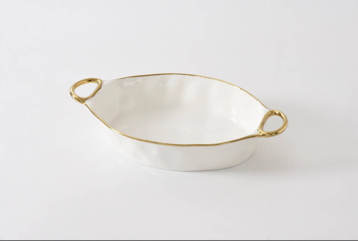Oval Baking Dish w/ Gold Handles