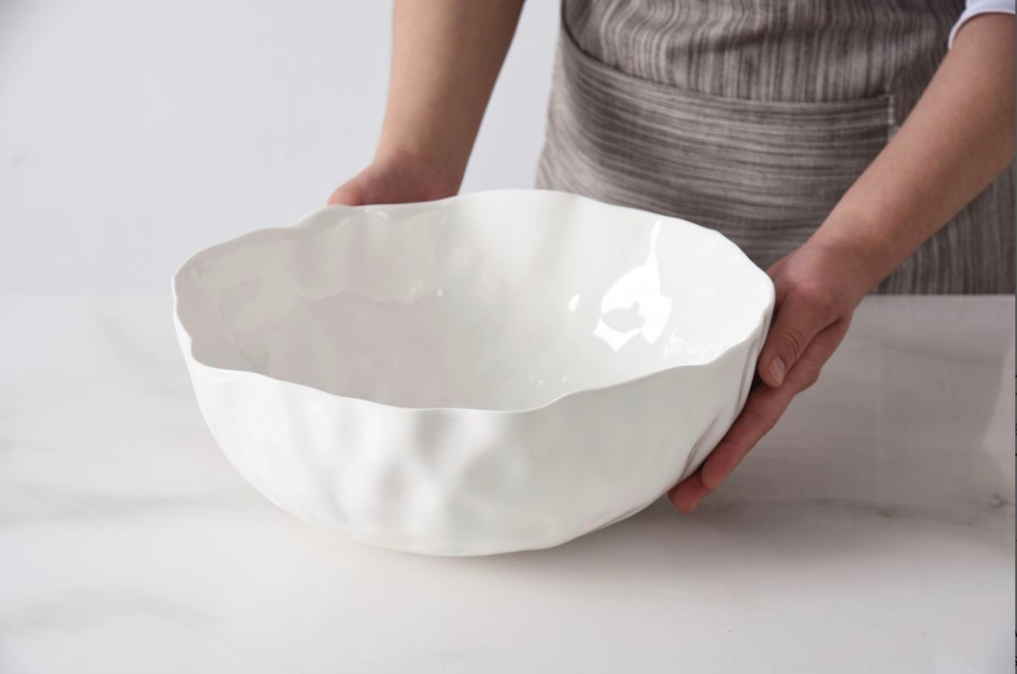 Large White Asymmetrical Bowl