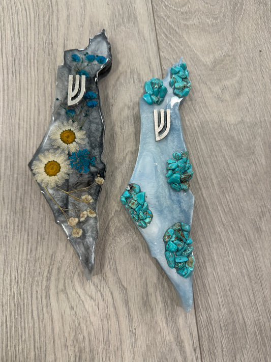 Resin Israel Floral or Stone Mezuza