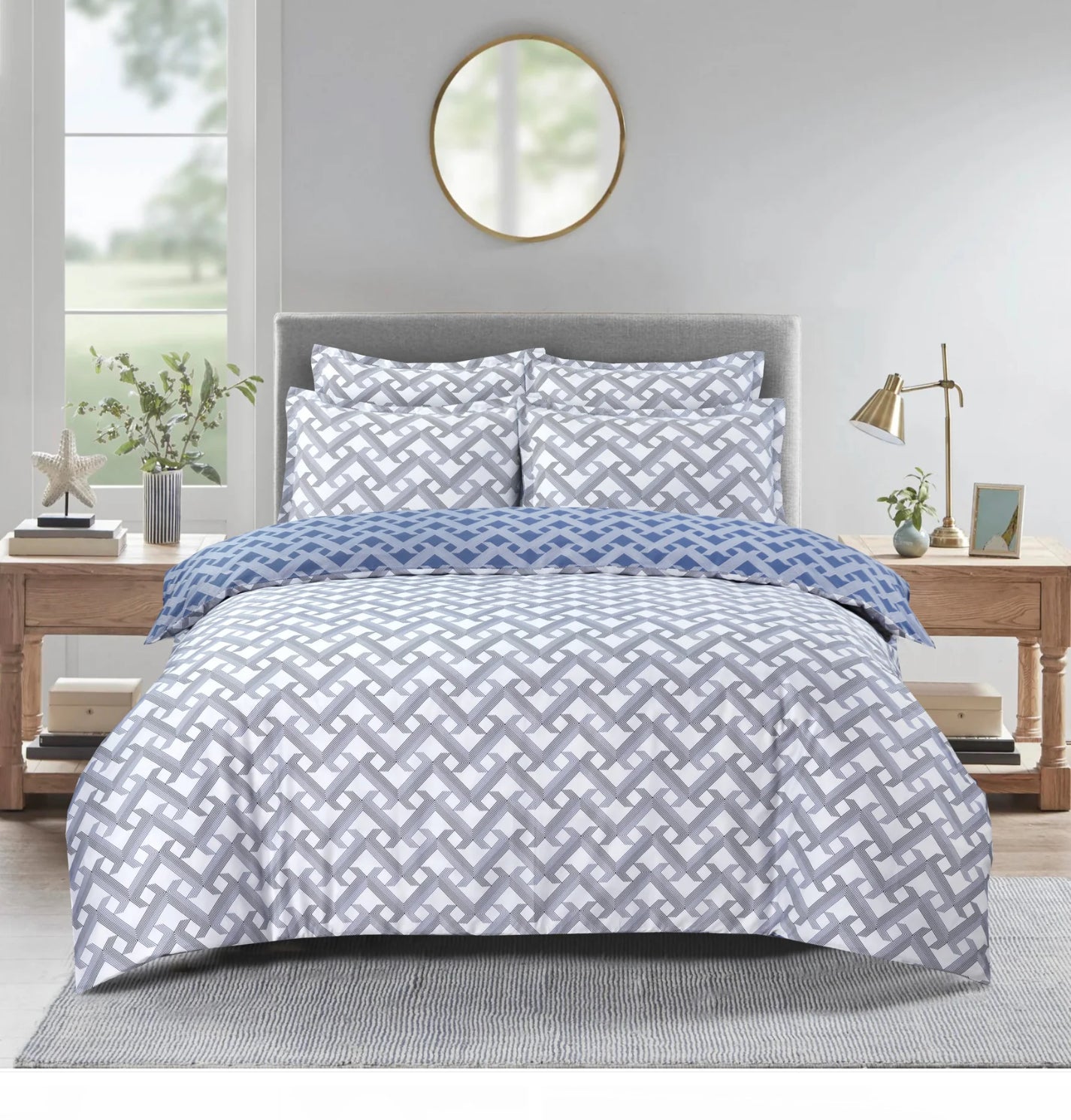 Diamond Braid Blue/Gray Linen