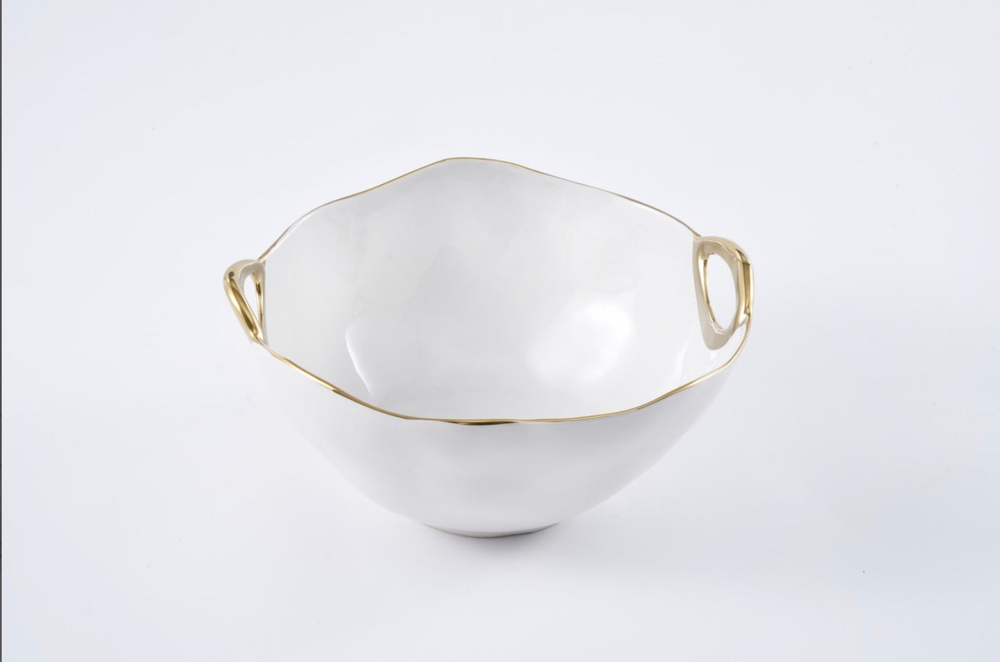 Large Round Bowl w/ Gold Handles