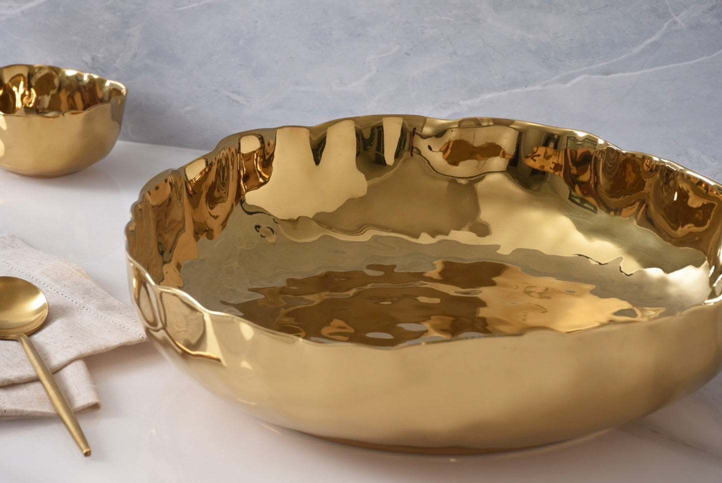 Extra Large Gold Shallow Bowl