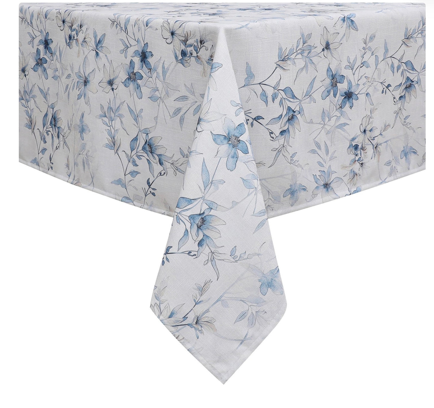Floral Linen Look Washable Tablecloths