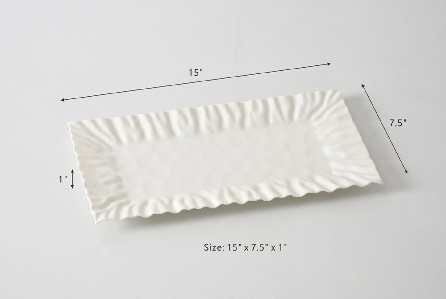 Flat Rectangular Tray w/ ruffle edge