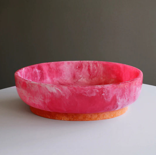 Beatriz Ball Oval Resin Bowl w/ Bubble Servers - Fuchsia