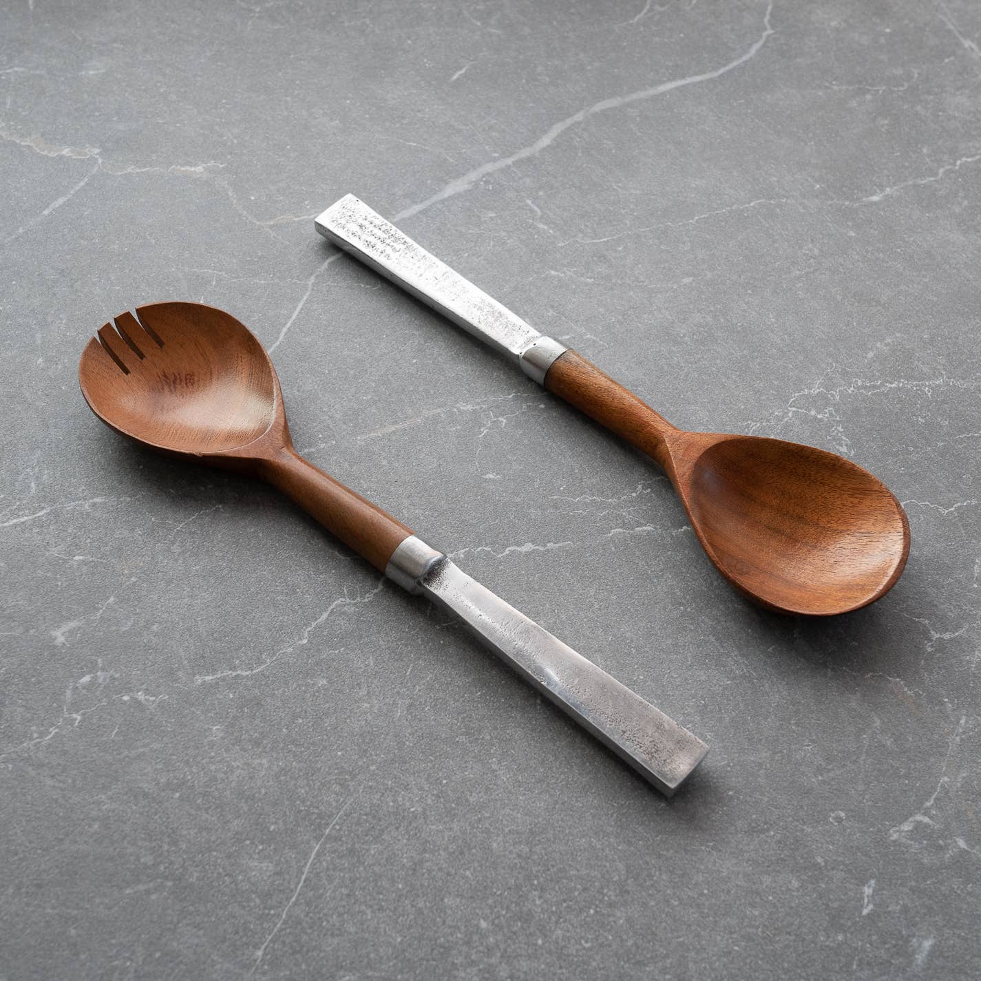 Babul Wood round Salad Servers, Set of 2