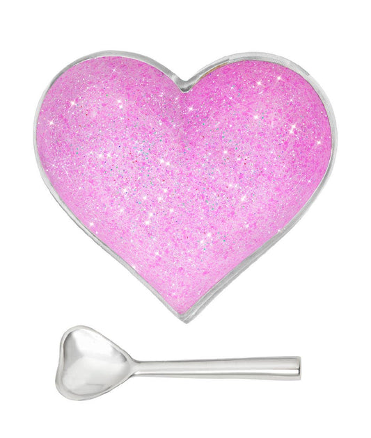 Happy Sparkly Pink Heart with Heart Spoon