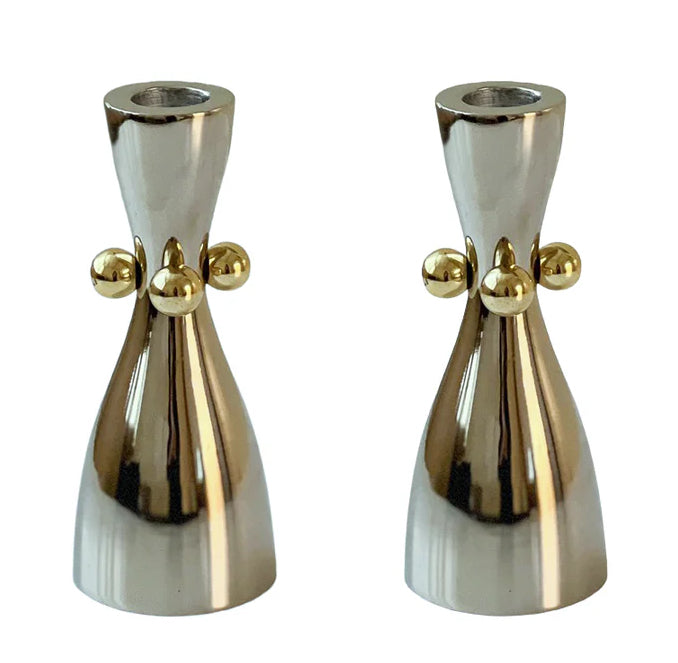 Silver Candlesticks with Gold Balls