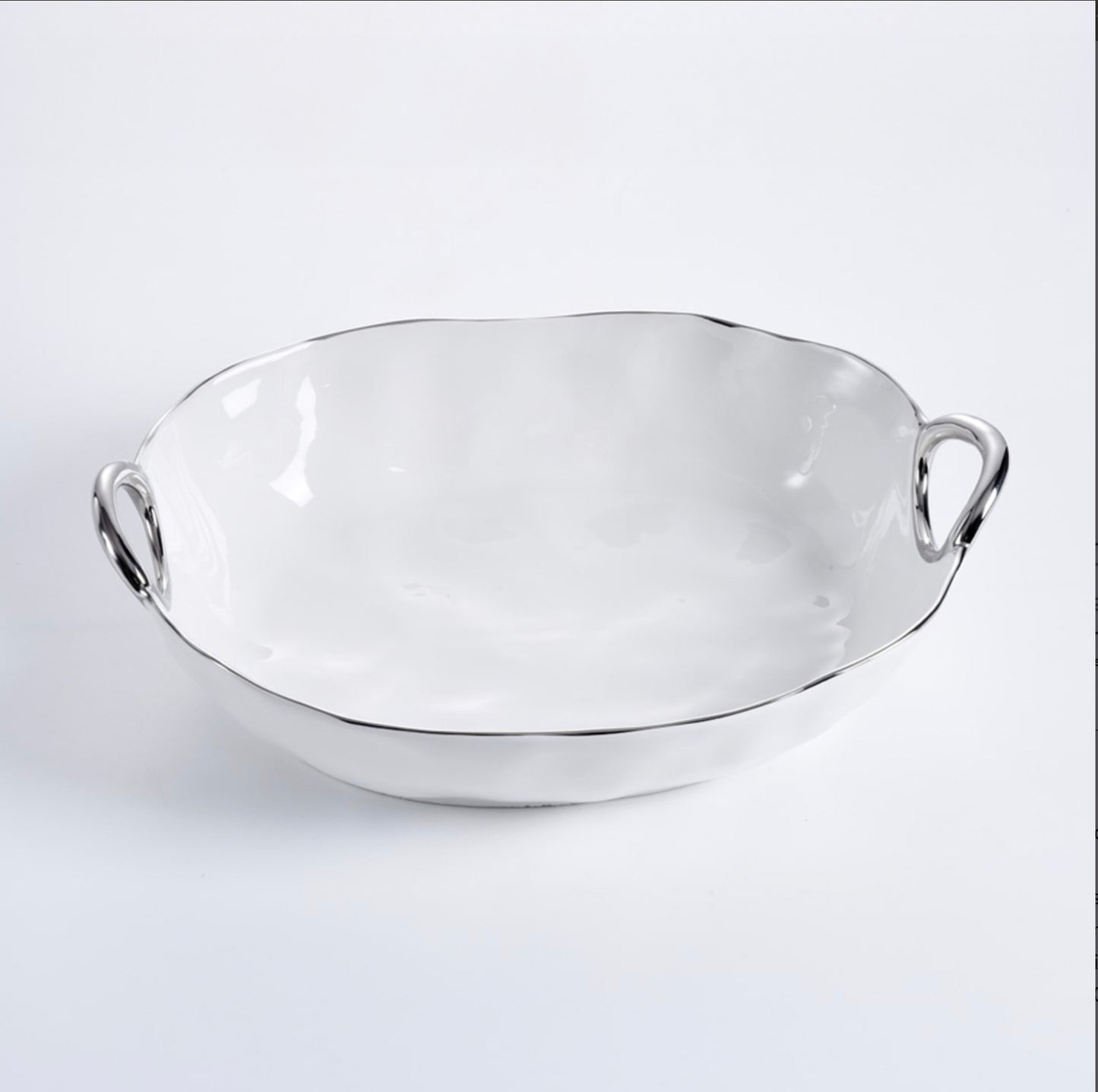 Deep Oval Server w/ Silver Handles