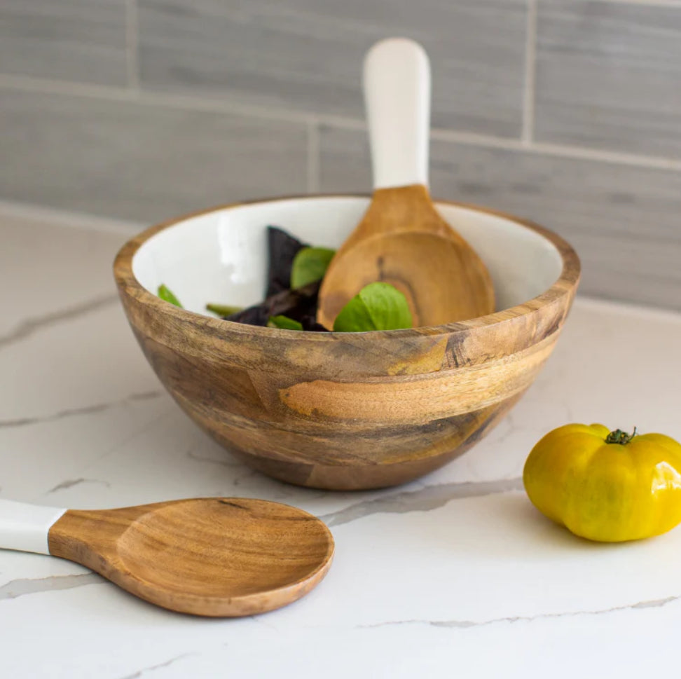 Acacia Wood Salad Bowl Set
