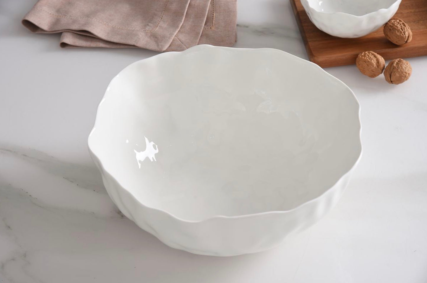 Large White Asymmetrical Bowl