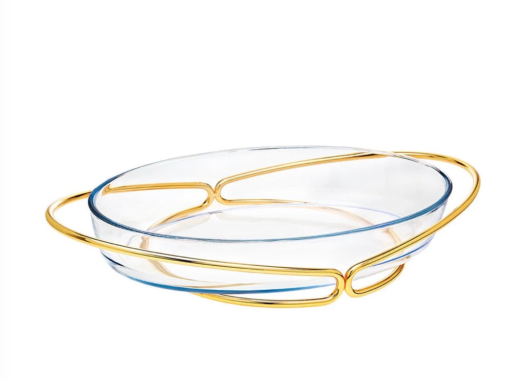 Oval Glass Baker in S/S Holder