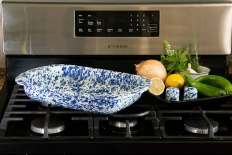 Enamel 9x13 Baking Pan - Ocean Swirl