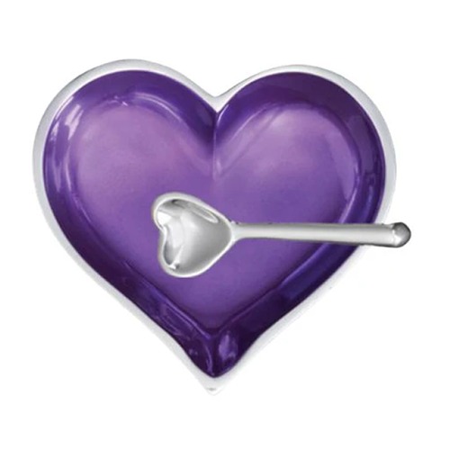 February Amethyst Purple Birthstone Heart with Heart Spoon