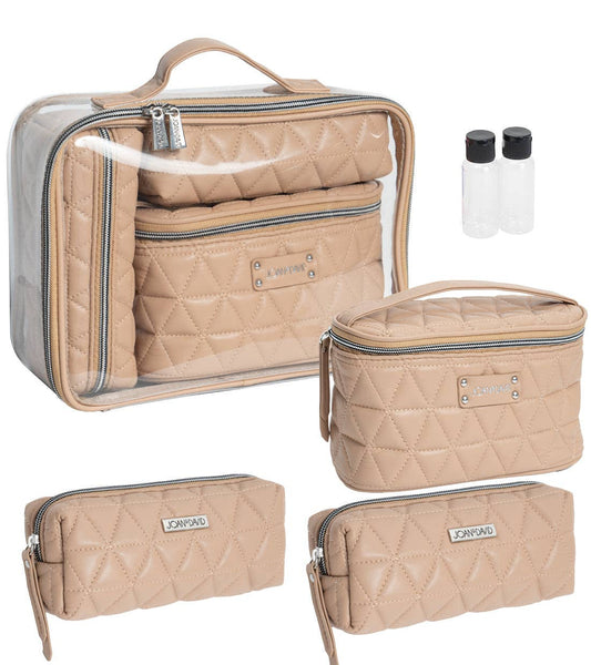 Quilted 4 Piece Cosmetic Bag Set