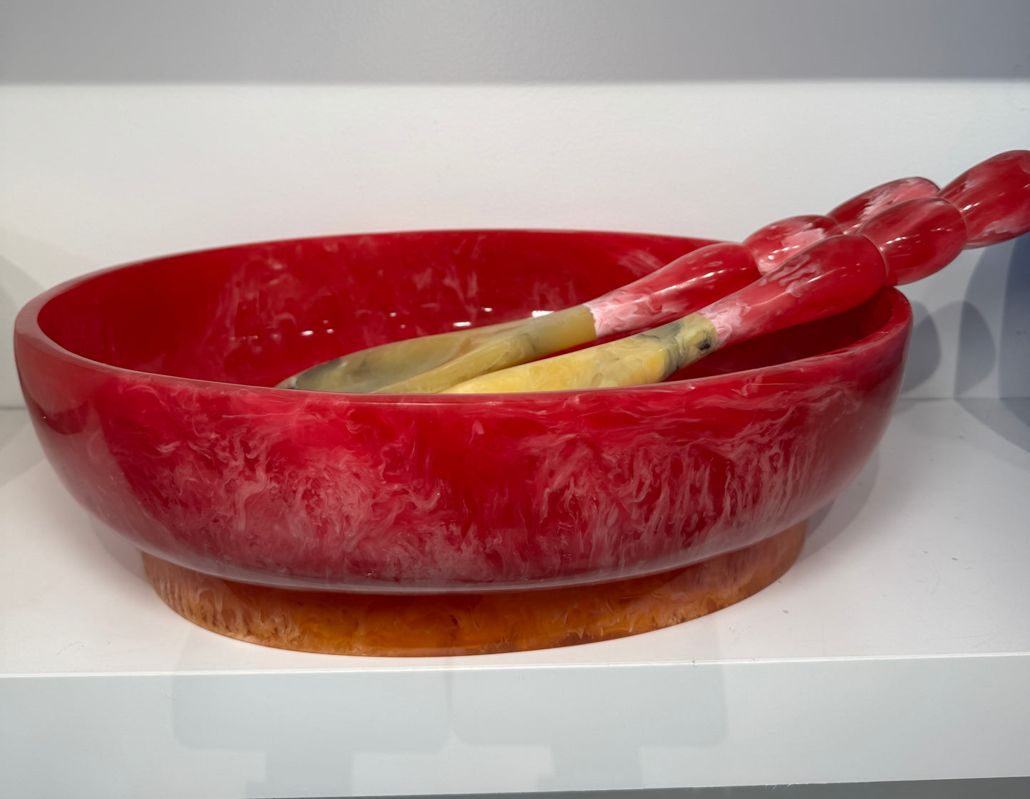 Beatriz Ball Oval Resin Bowl w/ Bubble Servers - Fuchsia