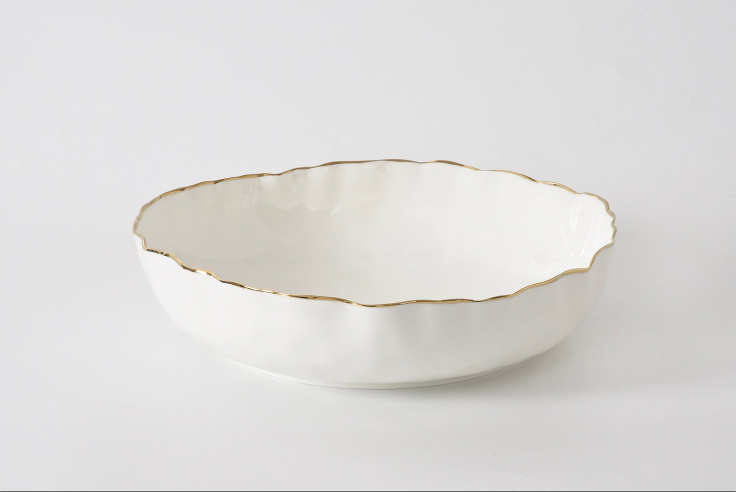 Extra Large Shallow Bowl - Gold Rim