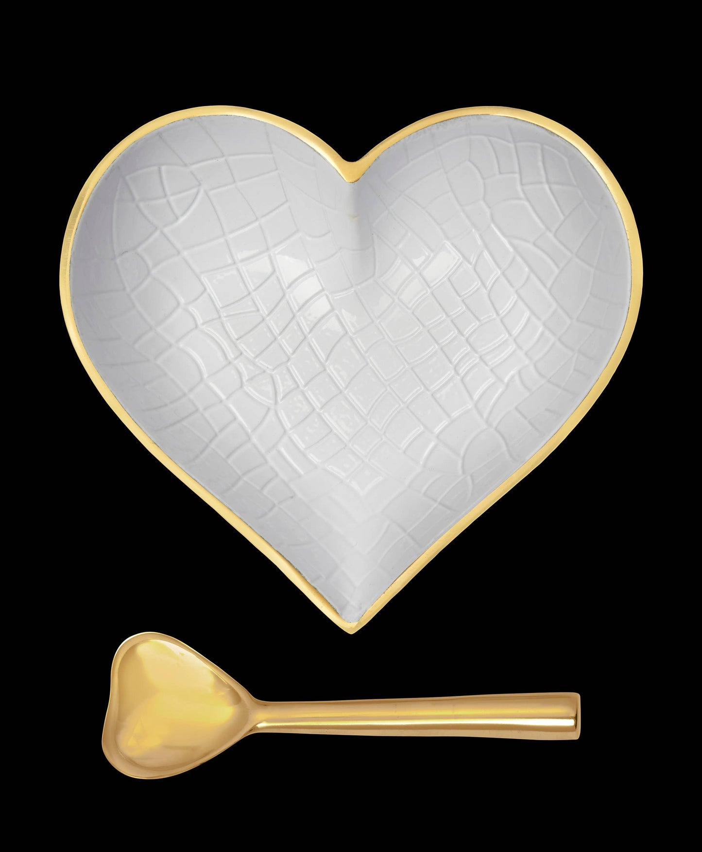 Happy Gold & White Croco Heart with Gold Heart Spoon