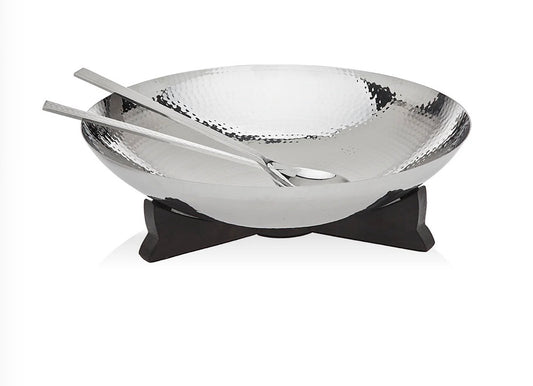 Hammered Bowl + Wood Stand + Servers