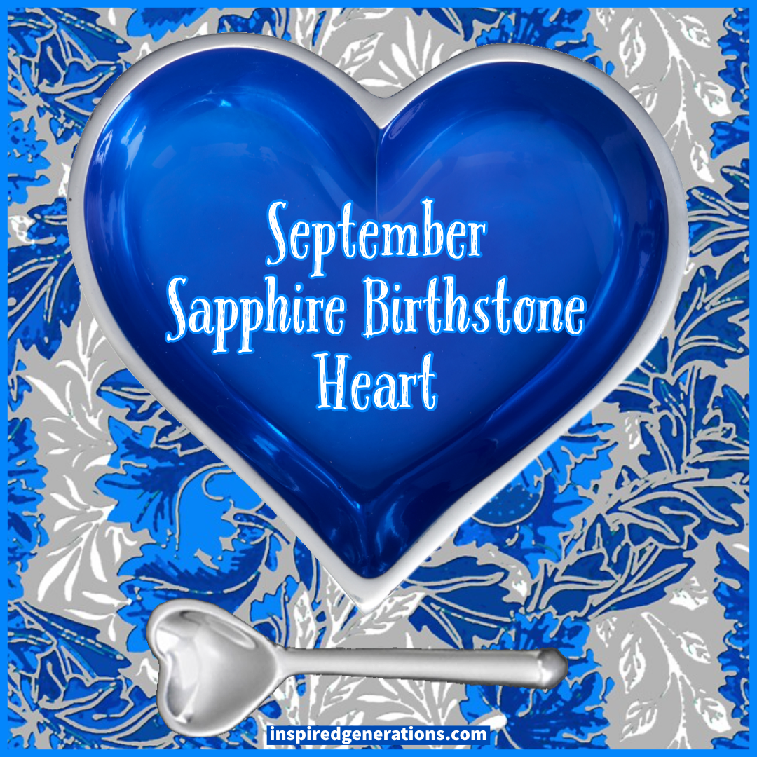 September Sapphire Blue Birthstone Heart with Heart Spoon