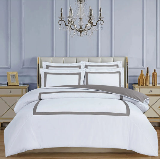 Province Hotel Collection White with Taupe Tape Linen